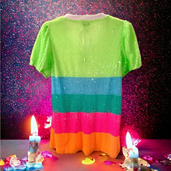 SOLD *New* Pastel Full Sequin It’s My Birthday Dress/Top Size Small - Picture 5 of 9